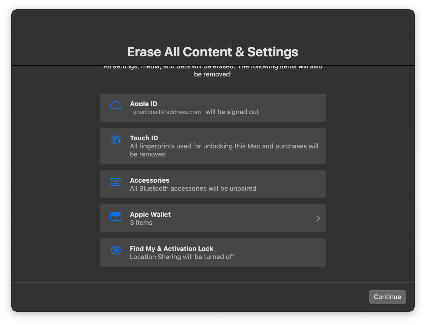 Erase All Content & Settings