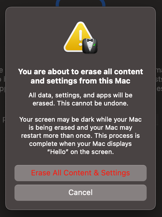 Erase All Content & Settings